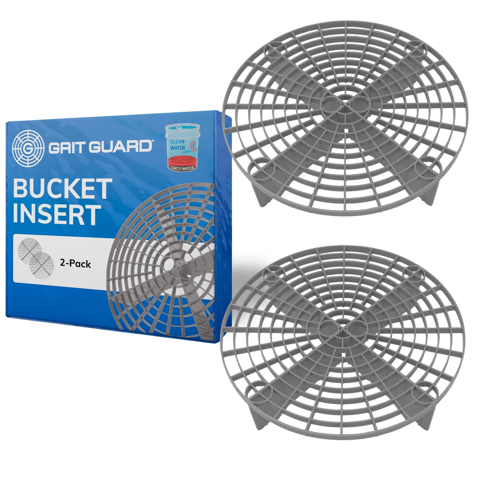 Grit Guard Silver Bucket Insert (2 Pack) | 10.5" Diameter (27.6 cm) | Prevents Scratches & Swirl Marks — Silver