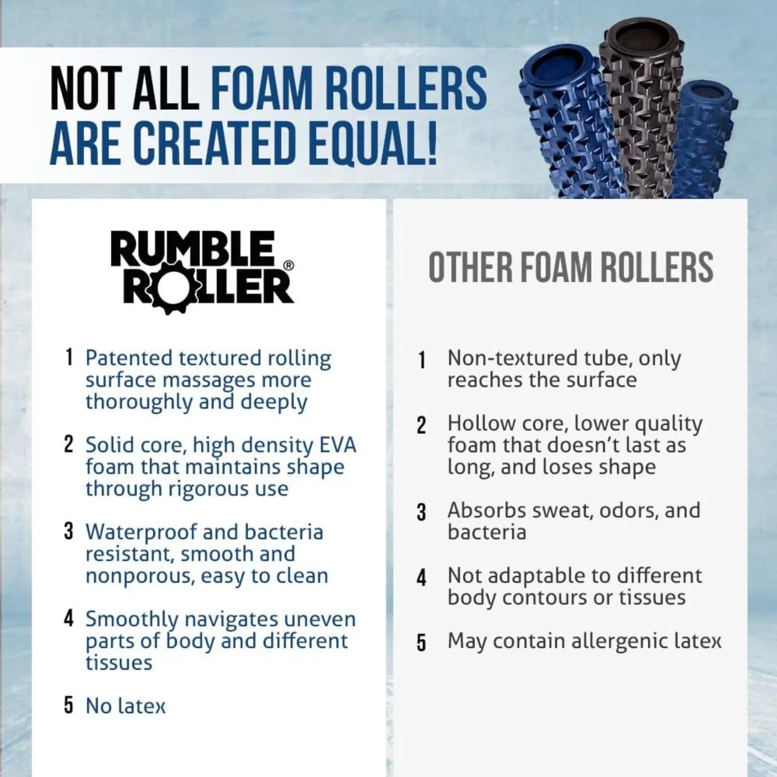RumbleRoller Original Textured Foam Roller - Compact 12-Inch Blue | Deep Tissue Massage Therapy - view 4