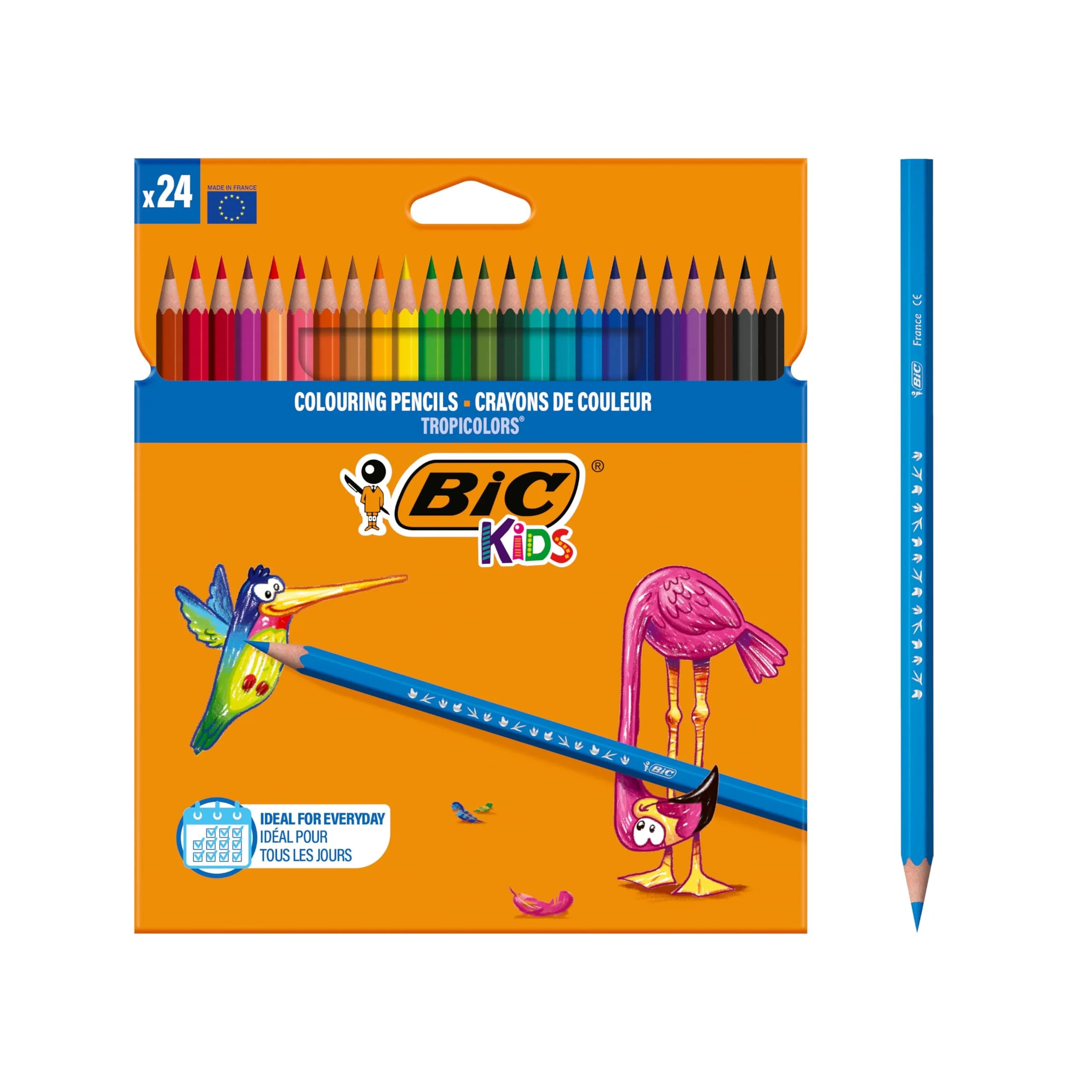 BIC Kids Tropicolors Colouring Pencils - Assorted Colours, Wallet of 24 | Bright, Non-Toxic, Easy to Hold
