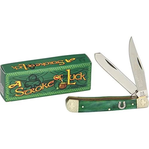 Rough Rider Trapper Stroke of Luck Knife 4.1in | Frosted Master Blade & Green Bone Handle thumbnail 3