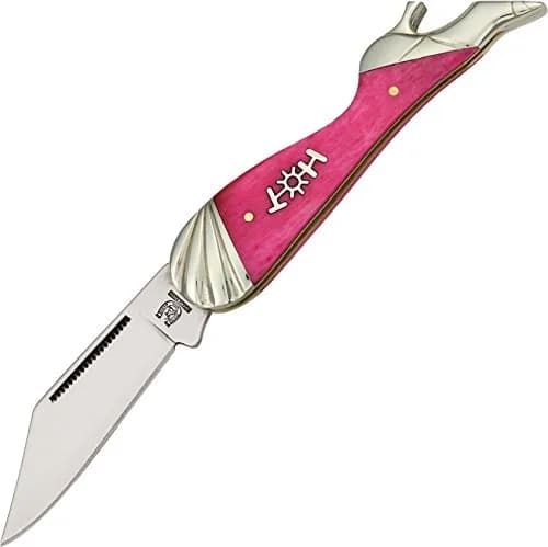 Rough Rider Small Leg Knife Hot Pink | 3.25" Clip Blade, Bone Handle, Reusable