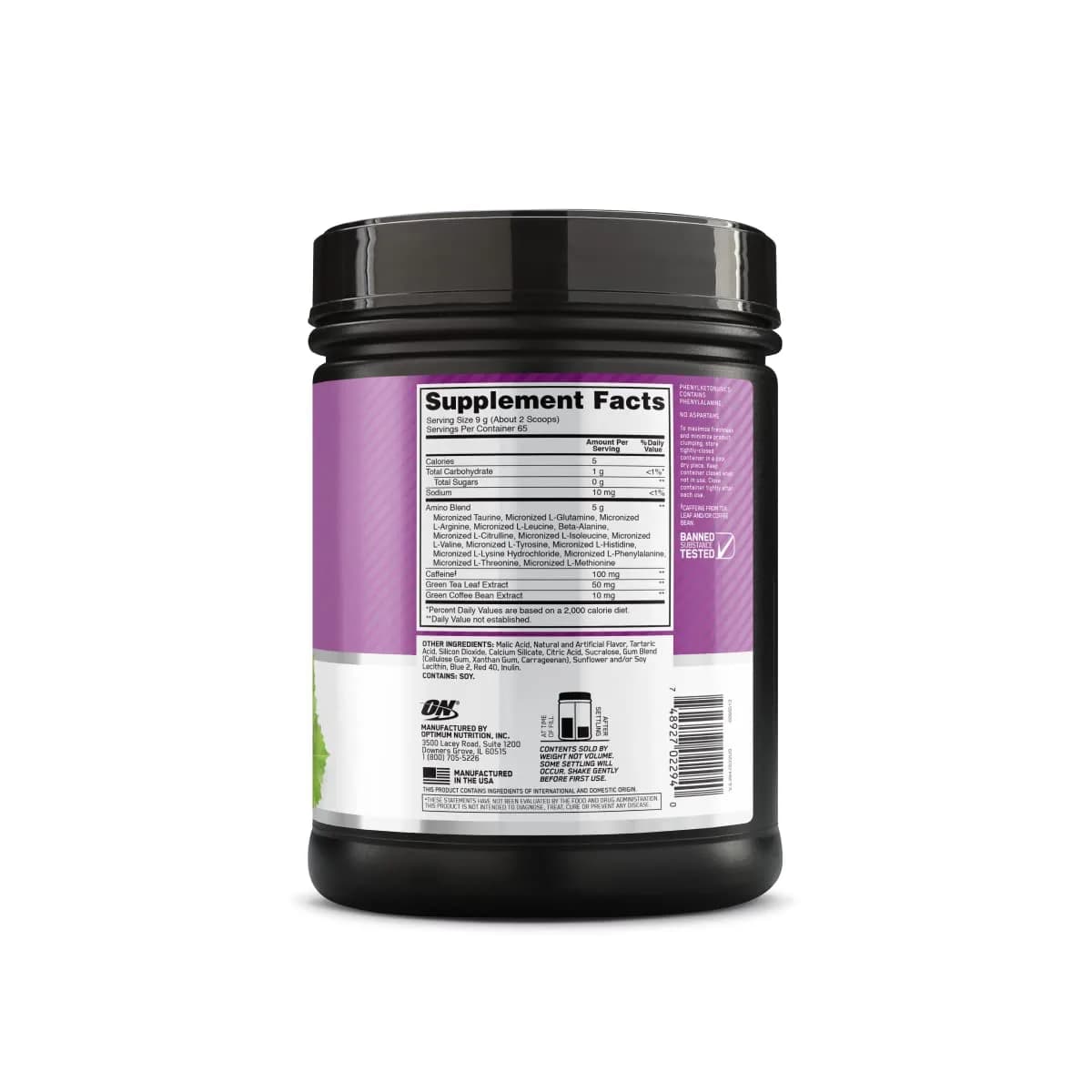 Optimum Nutrition Essential AmiN.O. Energy Watermelon Flavor Pre Workout Powder, 65 Servings | Supports Recovery & Energy - view 6