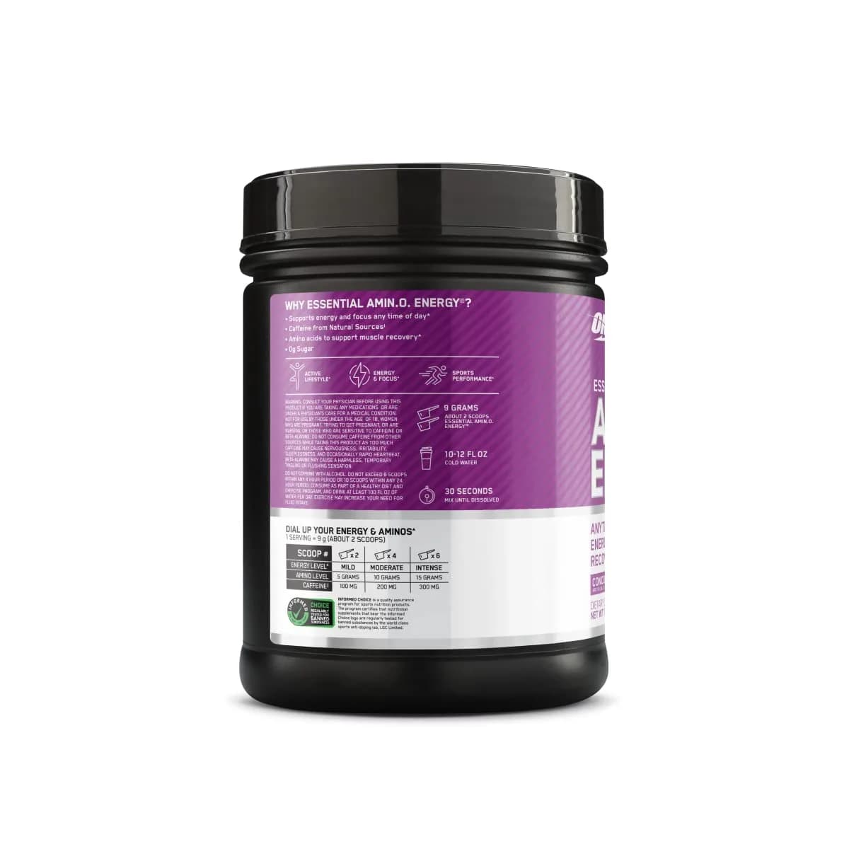 Optimum Nutrition Essential AmiN.O. Energy Watermelon Flavor Pre Workout Powder, 65 Servings | Supports Recovery & Energy - view 7