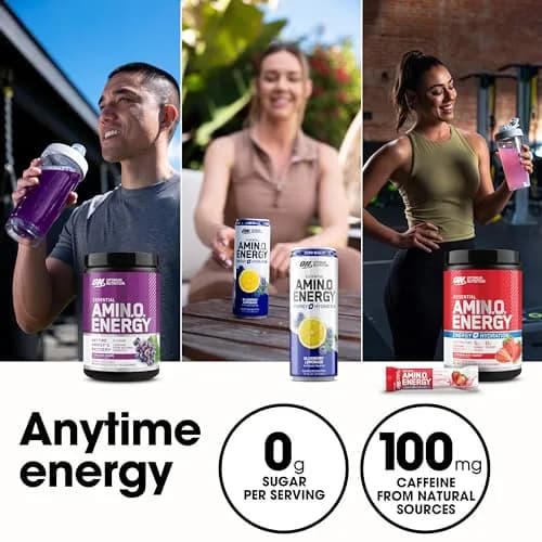 Optimum Nutrition Amino Energy Pre Workout Powder Fruit Fusion 65 Servings (1.29 lb / 585 g) | Keto Friendly BCAA Energy Drink thumbnail 7
