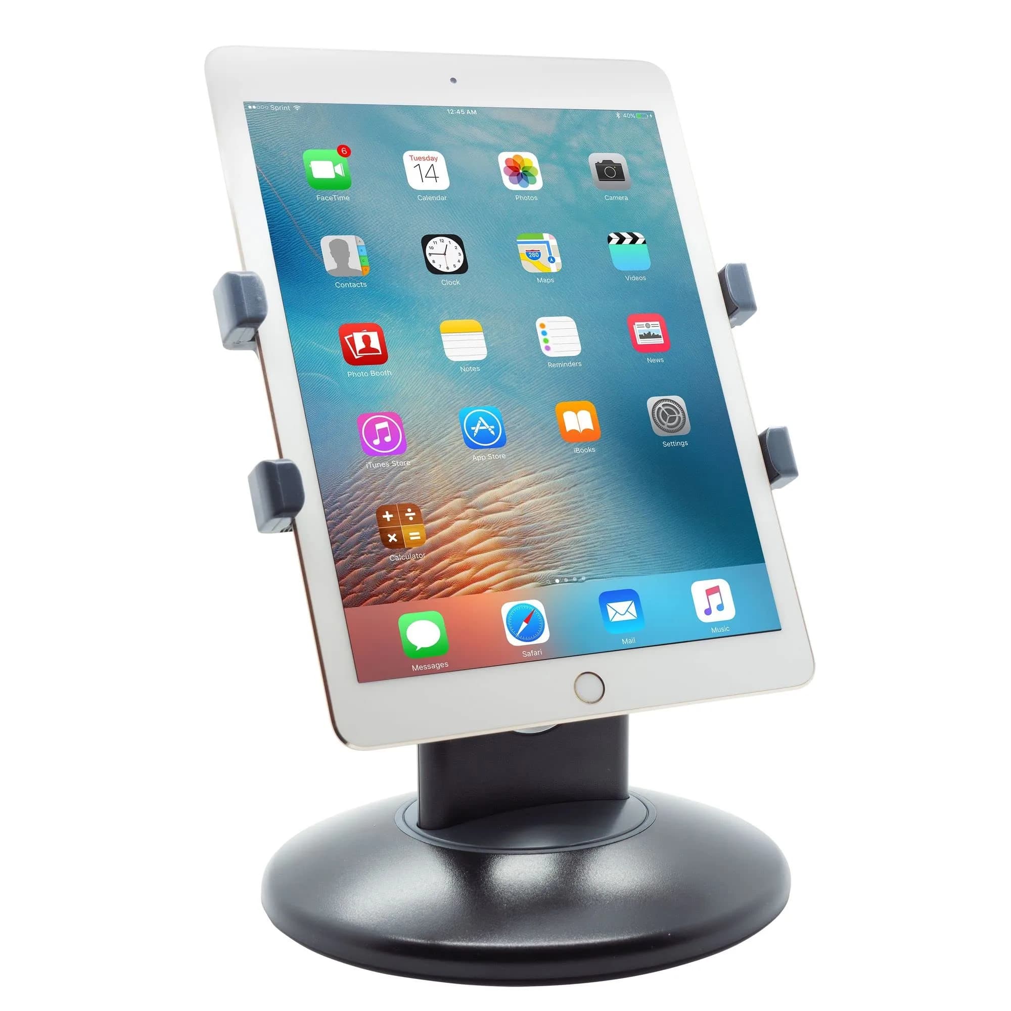 Kantek Adjustable Tablet Desk Stand with Weighted Base for 7"-10" Tablets | Rotating Secure Support — Tablet Stand