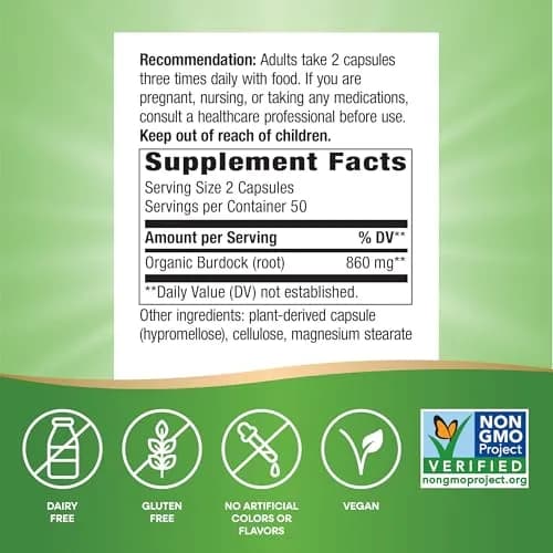 Nature's Way Burdock Root Capsules for Traditional Joint Support*, 100 ct | Vegan & Gluten-Free thumbnail 5