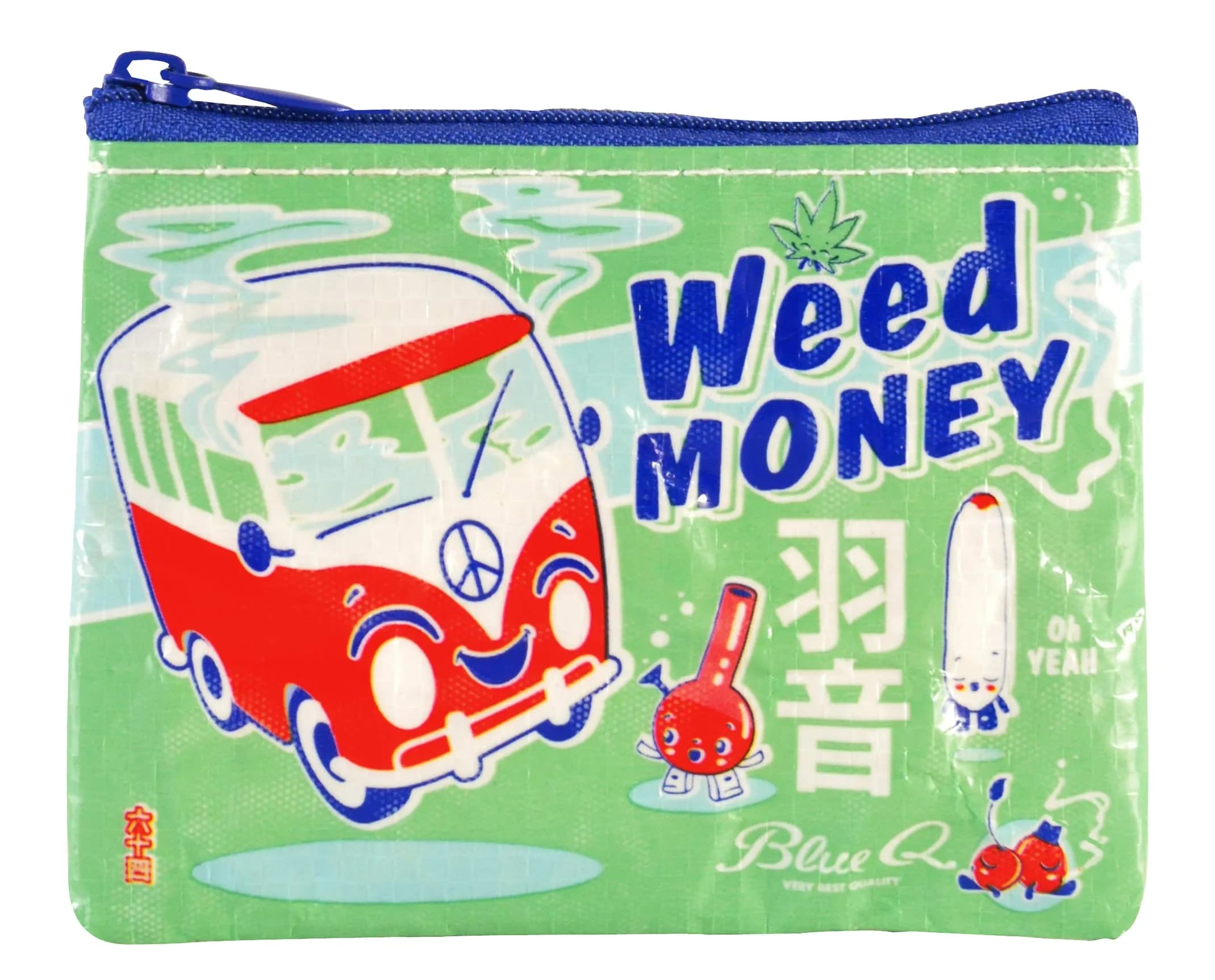 Blue Q Coin Purse Small Zipper Organizer 3" x 4" | Recycled Material, Fun Design — W-d Money