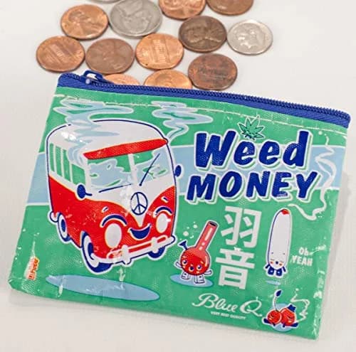 Blue Q Coin Purse Small Zipper Organizer 3" x 4" | Recycled Material, Fun Design thumbnail 2
