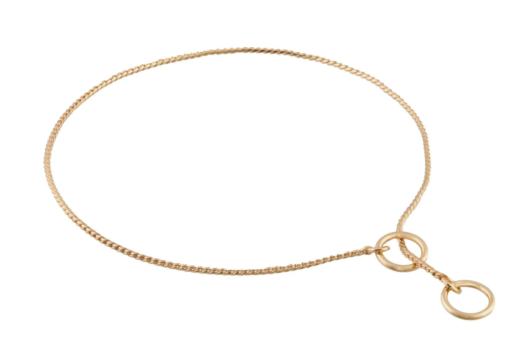 alvalley Metal Chain Dog Show Collar - Brass Snake Chain, 18" | Adjustable for All Dog Sizes