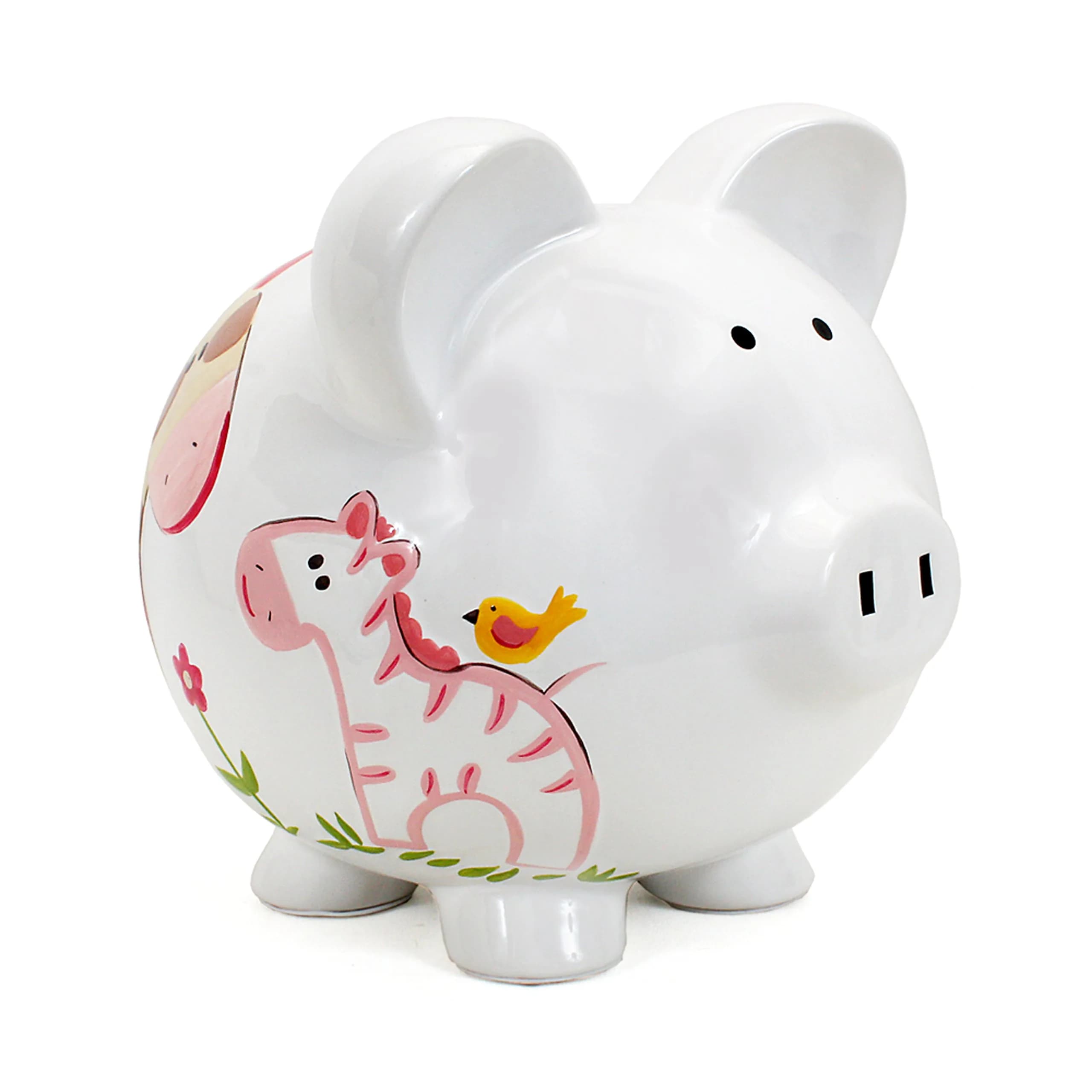 Child to Cherish Ceramic Piggy Bank for Girls, Jungle Jill | Hand Painted, Unique Design, 8" Long, 7" Round — Jungle Jill