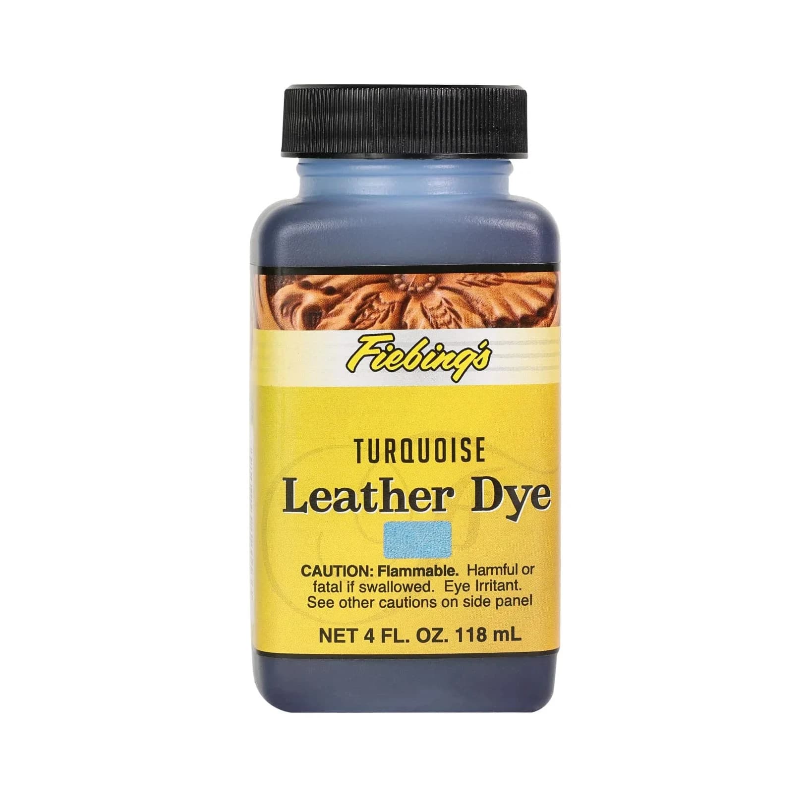 Fiebing's Leather Dye 118ml (4 fl oz) - Vibrant Turquoise Alcohol-Based Penetrating Dye for Leather & Wood