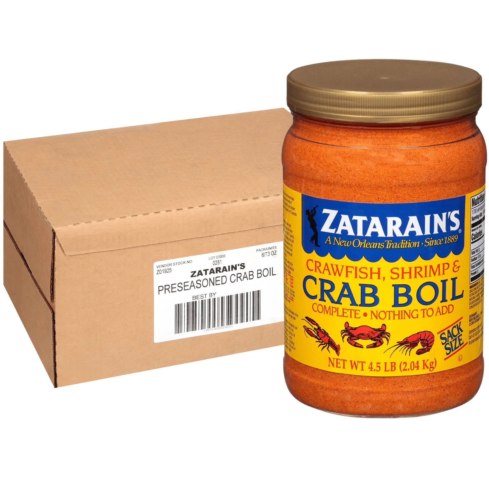 Zatarain's Crawfish, Shrimp & Crab Boil 4.5 lb (2.04 kg) Pack of 6 | Authentic New Orleans Flavor for Seafood - main product image