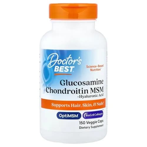Doctor's Best Glucosamine Chondroitin MSM + Hyaluronic Acid 150 Capsules | Joint Support & Beauty Supplement thumbnail 1