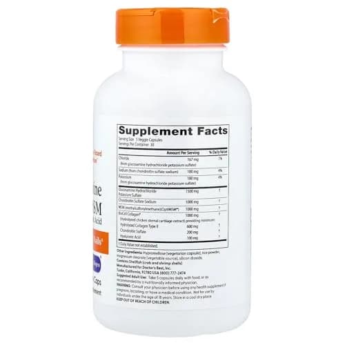 Doctor's Best Glucosamine Chondroitin MSM + Hyaluronic Acid 150 Capsules | Joint Support & Beauty Supplement thumbnail 2
