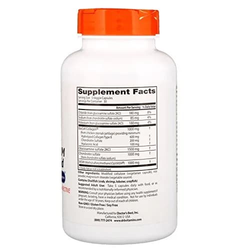 Doctor's Best Glucosamine Chondroitin MSM + Hyaluronic Acid 150 Capsules | Joint Support & Beauty Supplement thumbnail 3