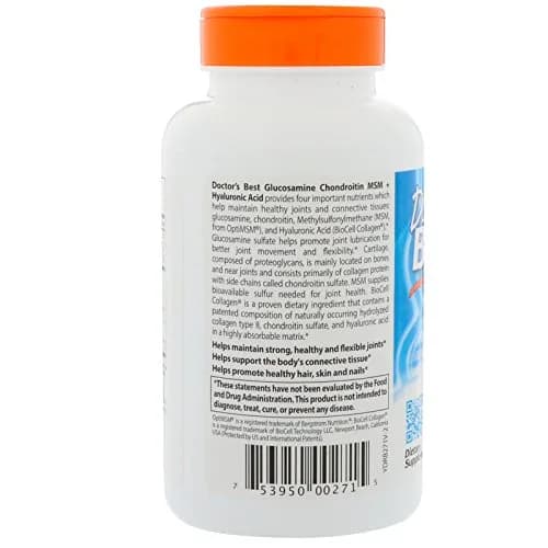 Doctor's Best Glucosamine Chondroitin MSM + Hyaluronic Acid 150 Capsules | Joint Support & Beauty Supplement thumbnail 4