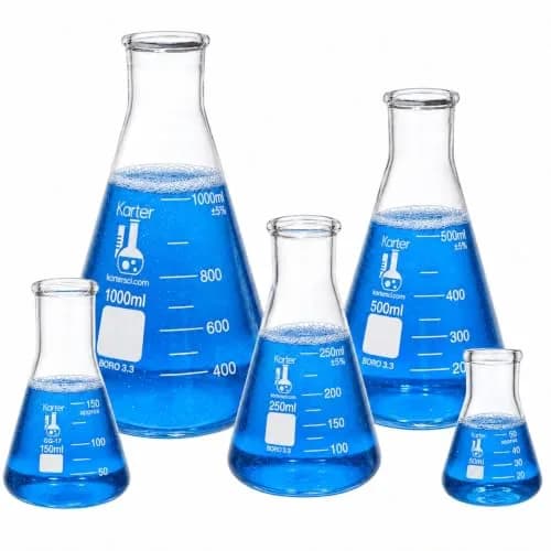 Karter Scientific Borosilicate Glass Flask Set 50ml, 150ml, 250ml, 500ml, 1L | Heavy Duty, Reusable, ASTM E960 thumbnail 1