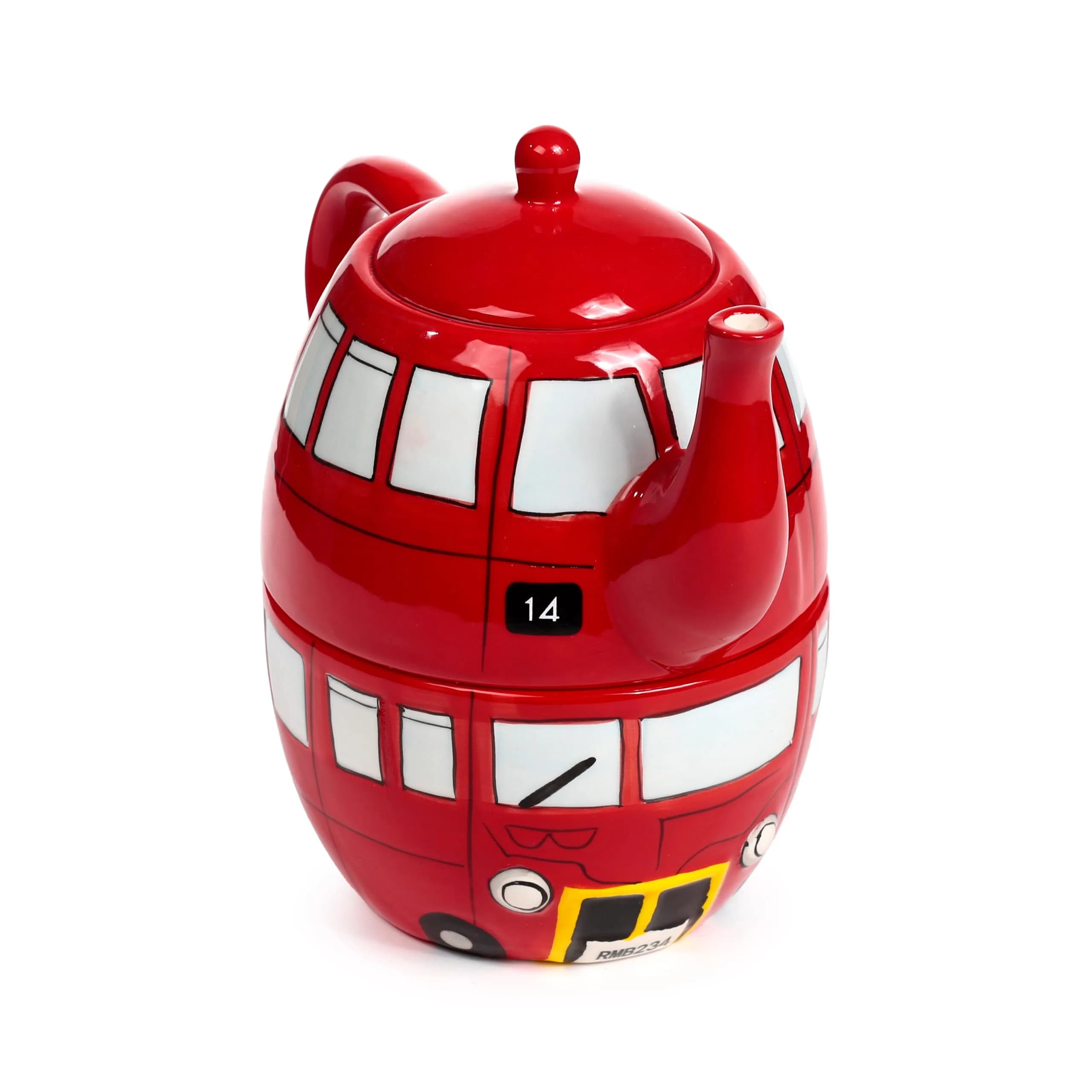 Puckator Routemaster Red Bus Tea for One Set, Ceramic, Mixed, Total Height 17cm | London Bus Tea Cup & Pot — Mixed