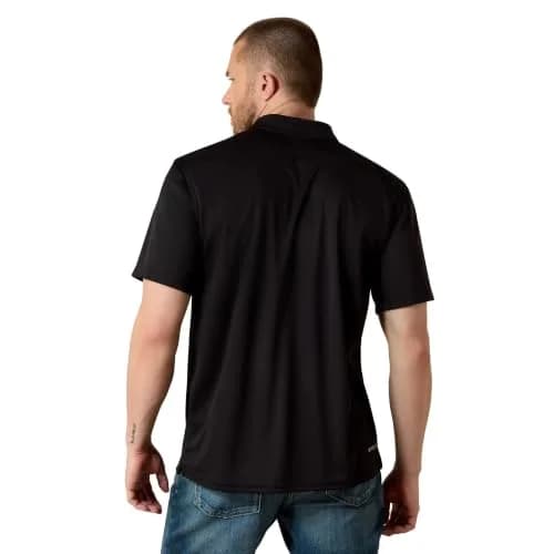 ARIAT Men’s TEK Polo Shirt Black | Moisture-Wicking, UV Protection, Breathable Polyester thumbnail 2