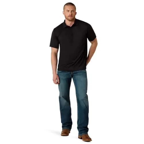 ARIAT Men’s TEK Polo Shirt Black | Moisture-Wicking, UV Protection, Breathable Polyester thumbnail 3