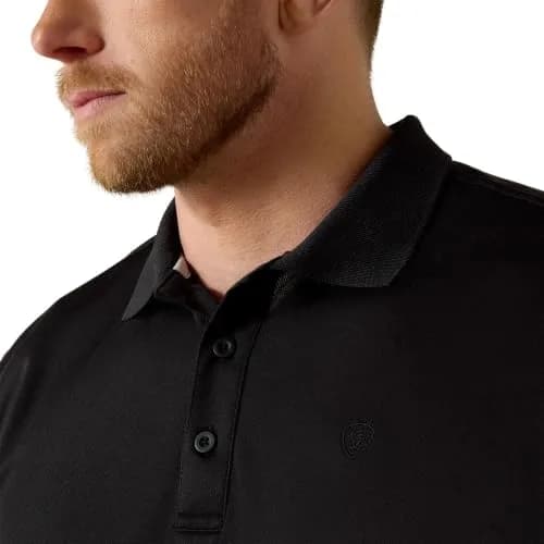 ARIAT Men’s TEK Polo Shirt Black | Moisture-Wicking, UV Protection, Breathable Polyester thumbnail 4