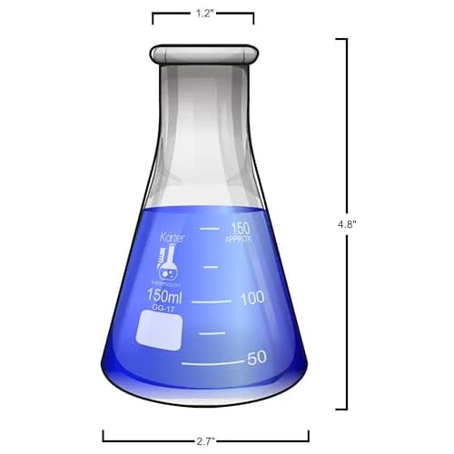 Karter Scientific 150ml Narrow Mouth Erlenmeyer Flask | 3.3 Borosilicate Glass, Heavy Duty Rim, Lab Grade thumbnail 2
