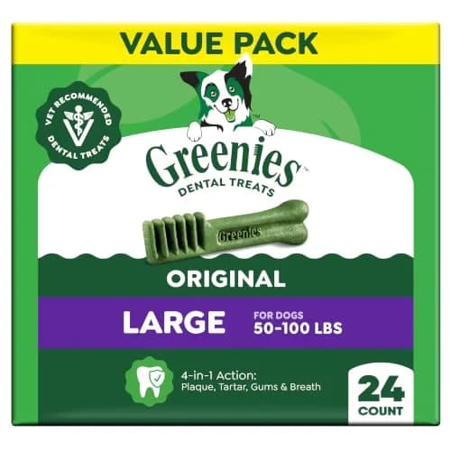 Greenies Large Natural Dental Dog Treats, Original Flavor, 24 Count | Veterinarian-Recommended Oral Care for Dogs 50-100 lbs thumbnail 1