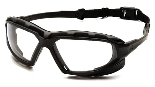 Pyramex Highlander XP Safety Glasses Black-Gray Frame/Clear Anti-Fog Lens | MIL-PRF-32432 Impact Resistant thumbnail 1