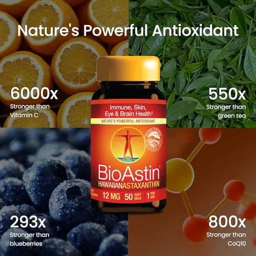Nutrex Hawaii BioAstin Hawaiian Astaxanthin 12mg | Natural Antioxidant for Eye, Skin & Immune Support thumbnail 4
