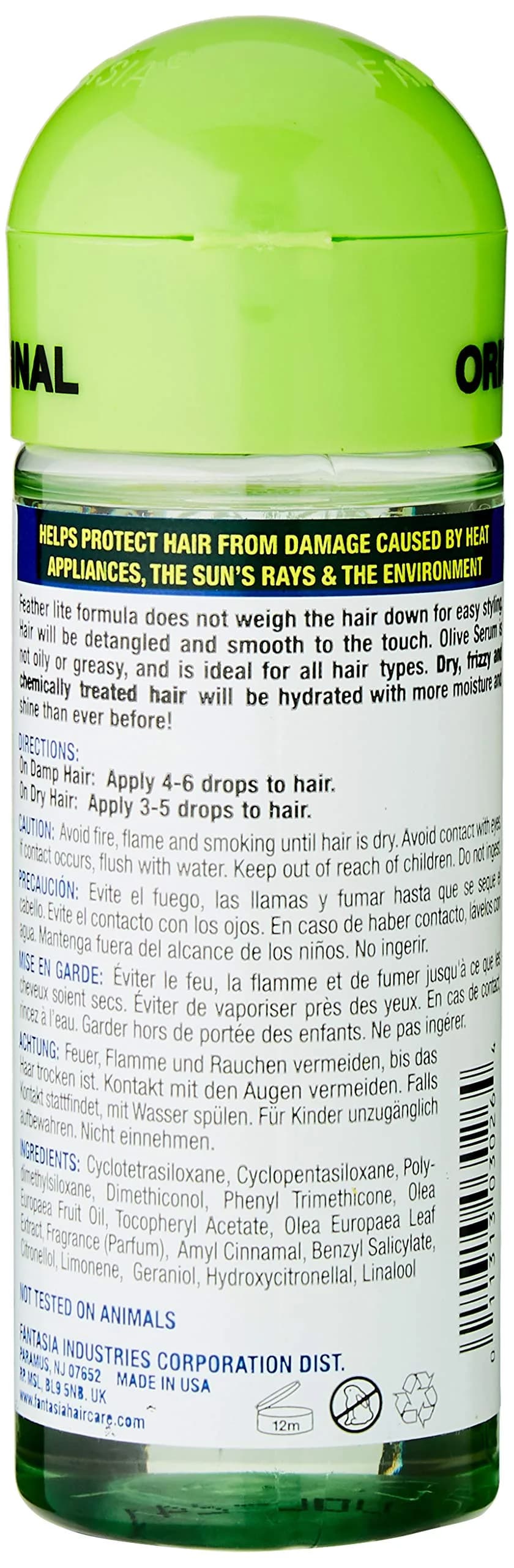 Fantasia Hair Polisher Olive Serum 59ml (2 Fl Oz) | Repairs Dry, Damaged Hair - view 4