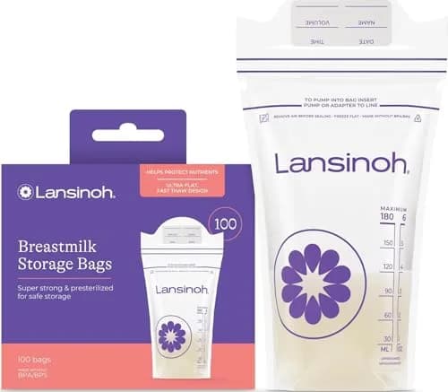 Lansinoh Breastmilk Storage Bags 6 Ounce (177ml) 100 Count | BPA/BPS Free, Double Zipper Leak-Proof thumbnail 1