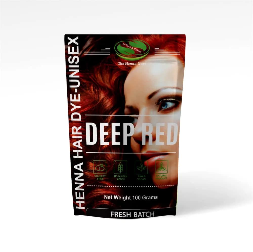 The Henna Guys Deep Red Henna Hair & Beard Color 100g | Natural Plant-Based Hair Dye