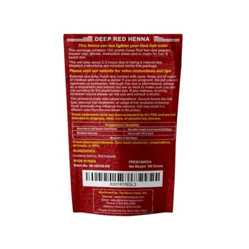 The Henna Guys Deep Red Henna Hair & Beard Color 100g | Natural Plant-Based Hair Dye thumbnail 10