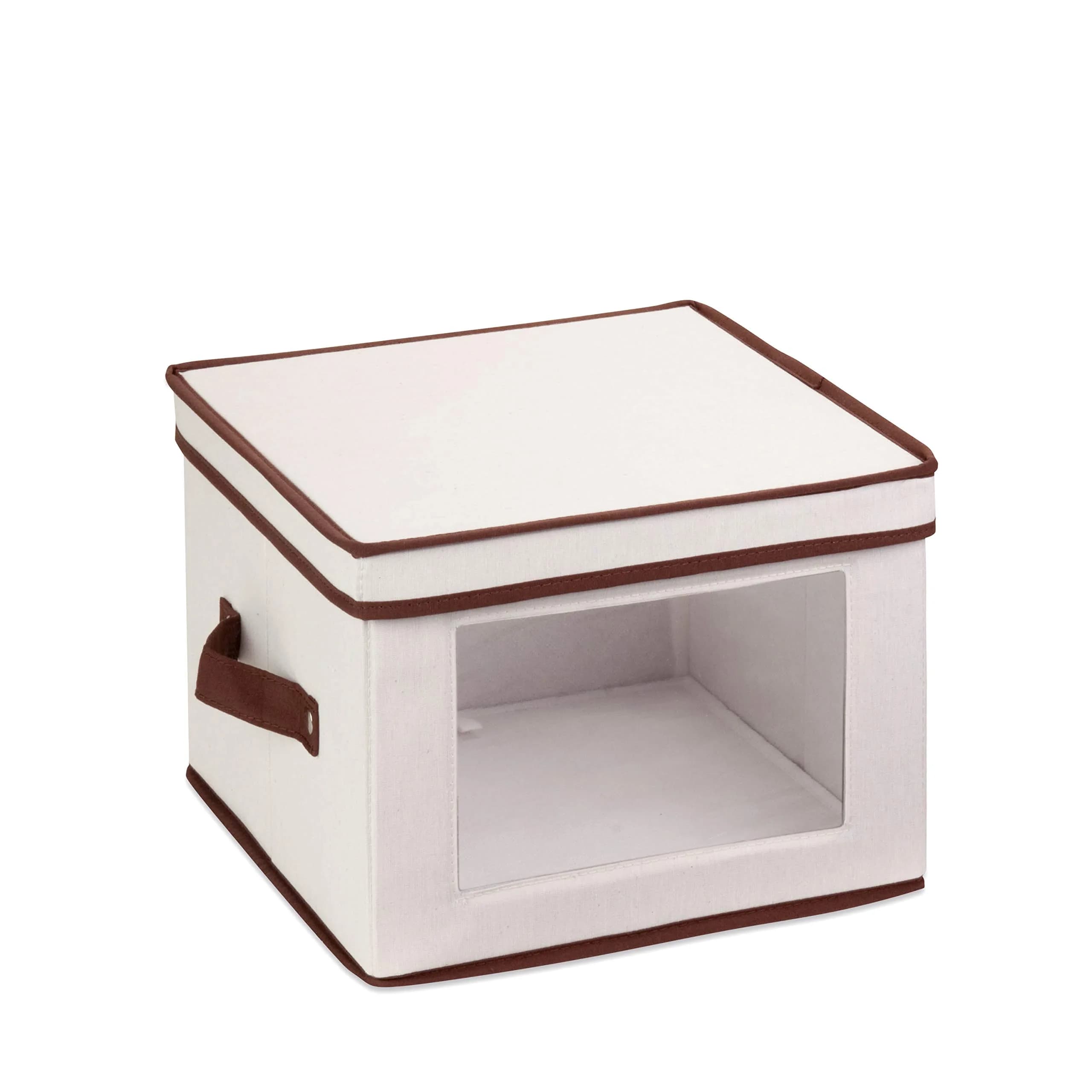 Honey-Can-Do Natural Canvas Storage Box, Medium Window 12x12 | Elegant & Durable Home Organizer — Medium - 12 x 12