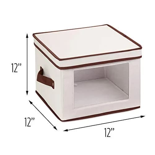Honey-Can-Do Natural Canvas Storage Box, Medium Window 12x12 | Elegant & Durable Home Organizer thumbnail 4
