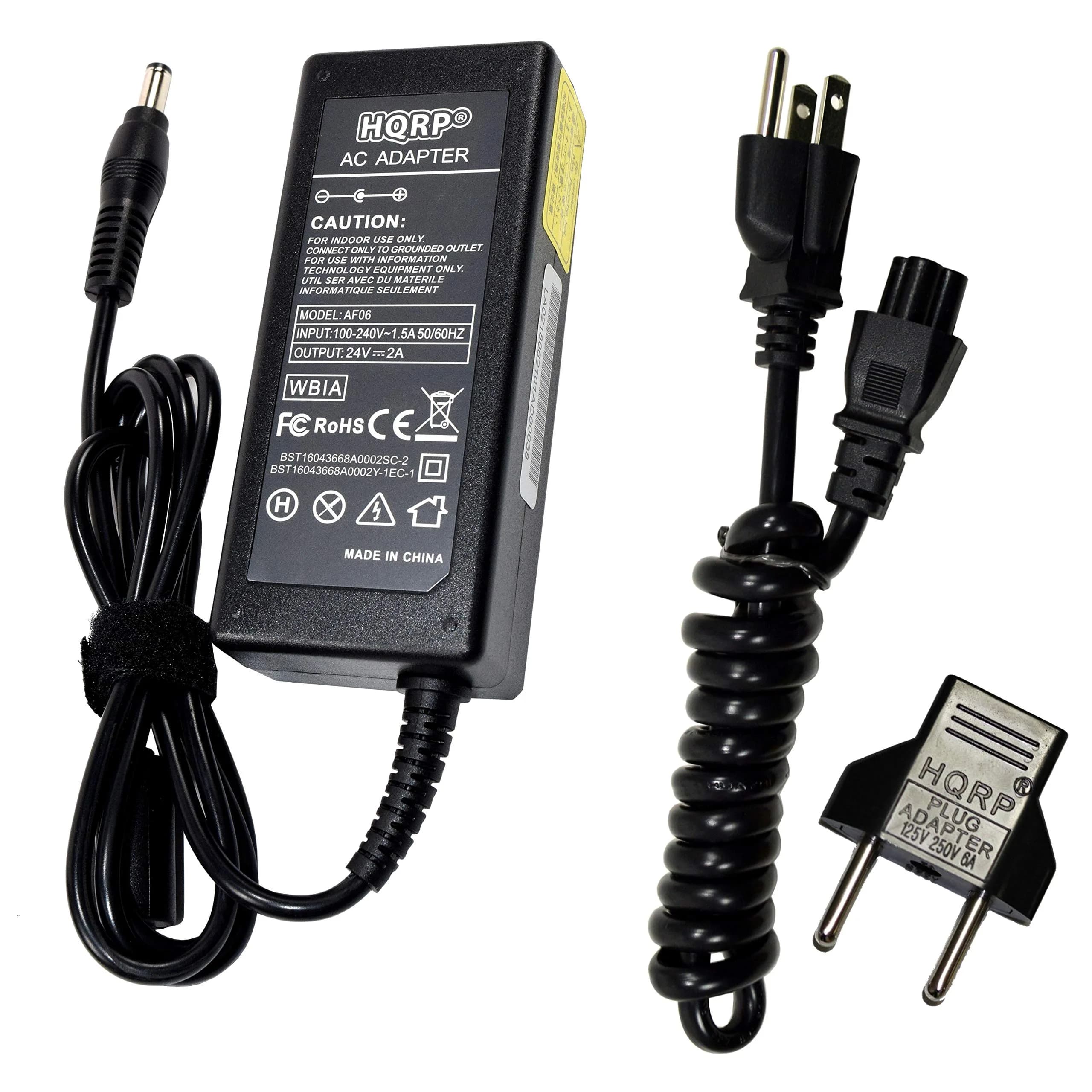 HQRP AC Power Adapter 24V 2A 48W with Euro Plug Adapter | Compatible with Logitech Racing Wheels
