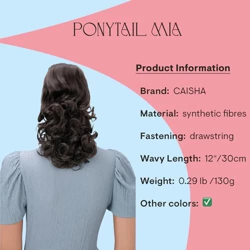 CAISHA Synthetic Hair Piece Ponytail 16 Inch Brown PH2a | Heat-Resistant & Washable thumbnail 2