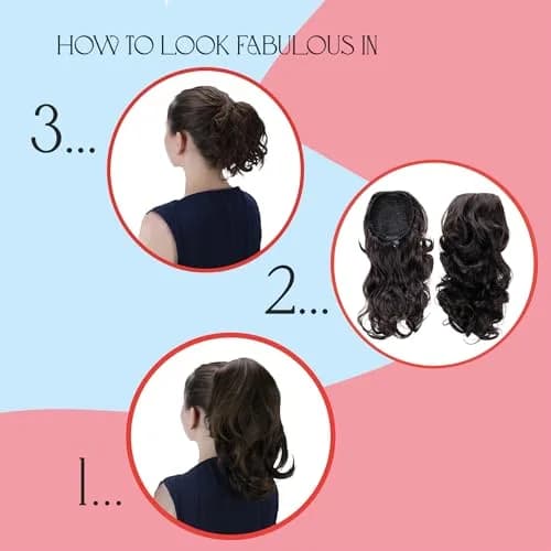 CAISHA Synthetic Hair Piece Ponytail 16 Inch Brown PH2a | Heat-Resistant & Washable thumbnail 3