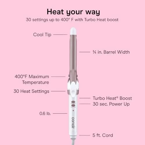 Conair Double Ceramic Curling Iron 1.9 cm (0.75-in) | 30 Heat Settings & Dual Voltage thumbnail 4