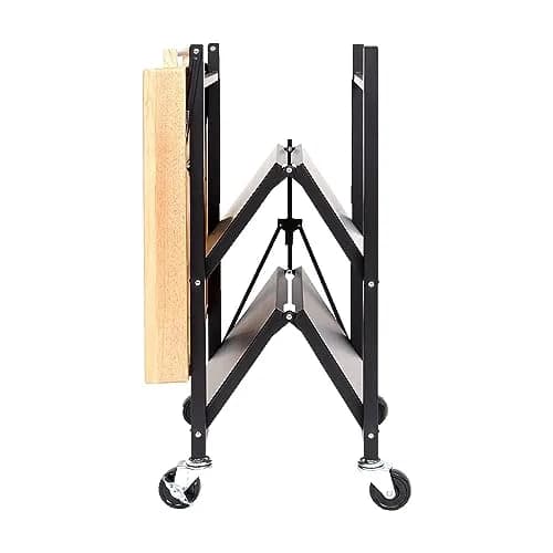 Origami RBT Series Steel-Frame Folding Kitchen Cart with Wheels, 3-Tier Shelves, Black – 200 lbs Capacity, Pre-Assembled, Portable for Indoor & Outdoor Use thumbnail 8