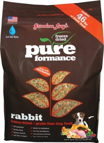 Grandma Lucy's PUREformance Dog Food, Grain Free & Freeze-Dried - Rabbit, 10 lb | All-Natural, All Life Stages thumbnail 1
