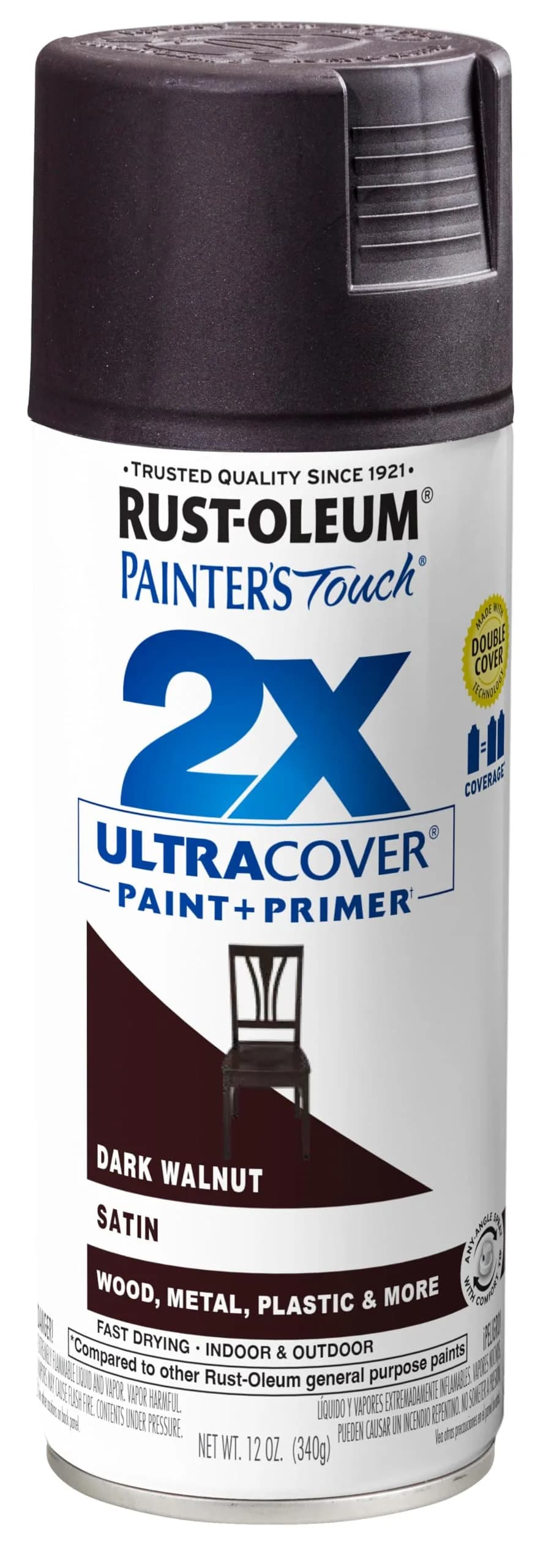 Rust-Oleum Painter's Touch 2X Satin Dark Walnut Spray Paint - 340g - main product image