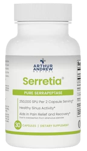 Arthur Andrew Medical Serretia Pure Serrapeptase Enzyme 30 Capsules | 250,000 SPU Muscle & Sinus Support thumbnail 1