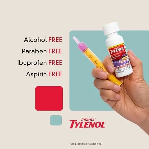 Tylenol Infants' Oral Suspension Grape 1 fl oz (29.57 ml) | Pediatrician Recommended Pain & Fever Relief thumbnail 4