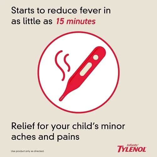 Tylenol Infants' Oral Suspension Grape 1 fl oz (29.57 ml) | Pediatrician Recommended Pain & Fever Relief thumbnail 5