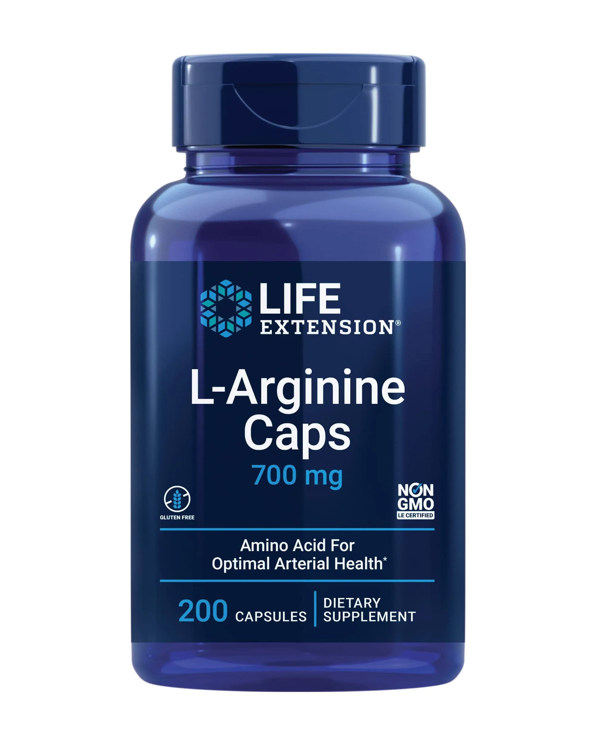 Life Extension L-Arginine Caps 700 mg 200 Capsules | Supports Arterial & Immune Health, 200-Day Supply — White to Off White