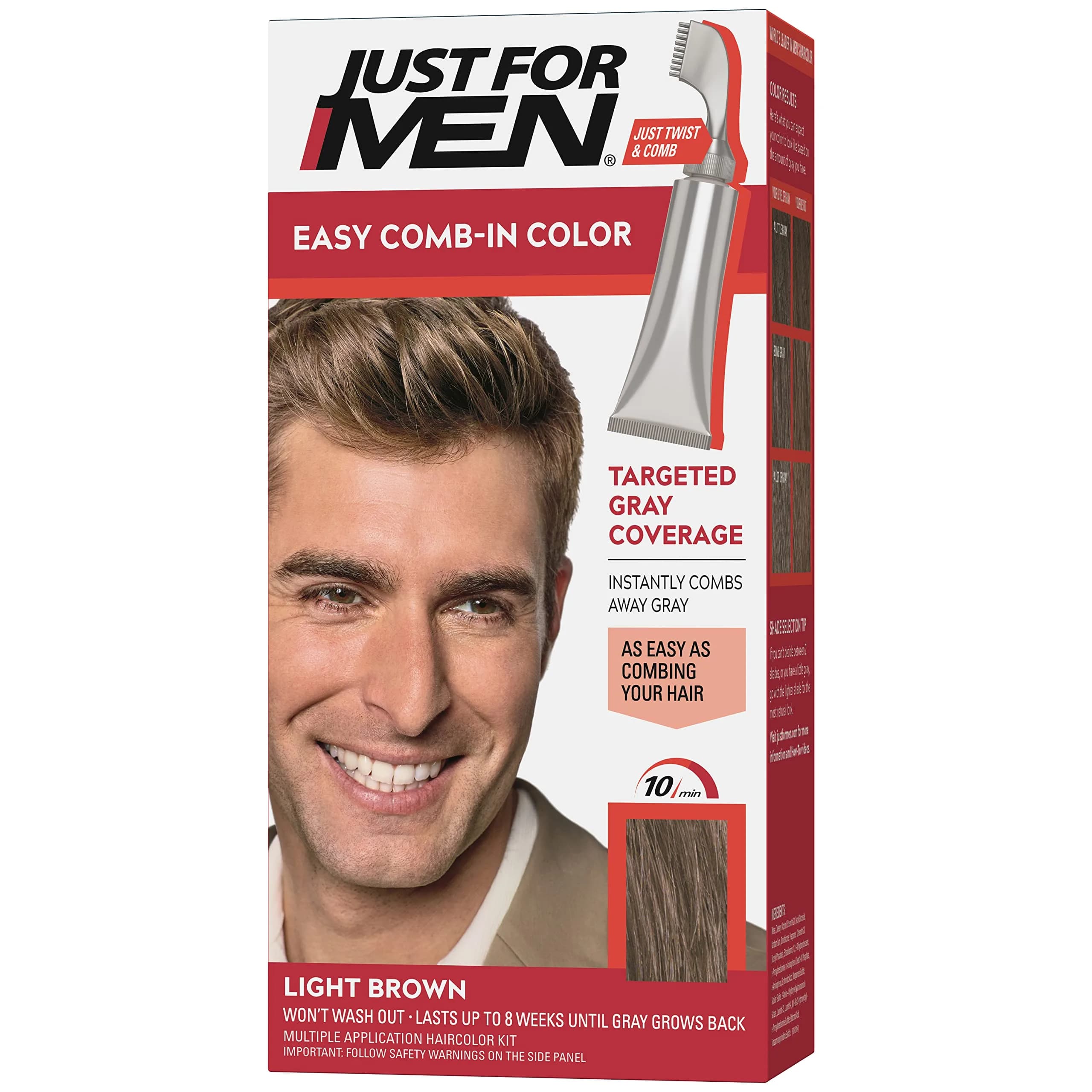 Just for Men Easy Comb-In Color Light Brown A-25 | No-Mix Gray Coverage — Light Brown A-25