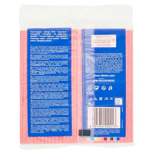 Vileda Super Absorbent Sponge Cloths 20cm x 18cm | 3 Wipes Per Pack | Natural Cellulose & Cotton thumbnail 3