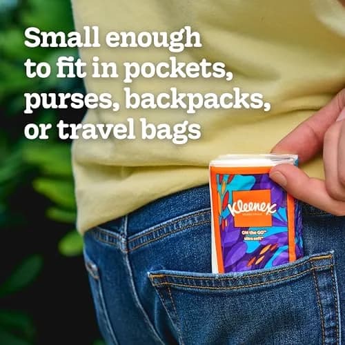 Kleenex On-The-Go Facial Tissues, 8 Travel Packs, 10 Tissues per Pack | 3-Ply Soft & Absorbent thumbnail 3