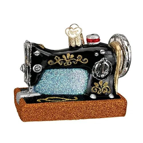 Old World Christmas Sewing Machine Tree Ornament | Vintage Hand-Painted Glass Decor (2.75 in) thumbnail 1